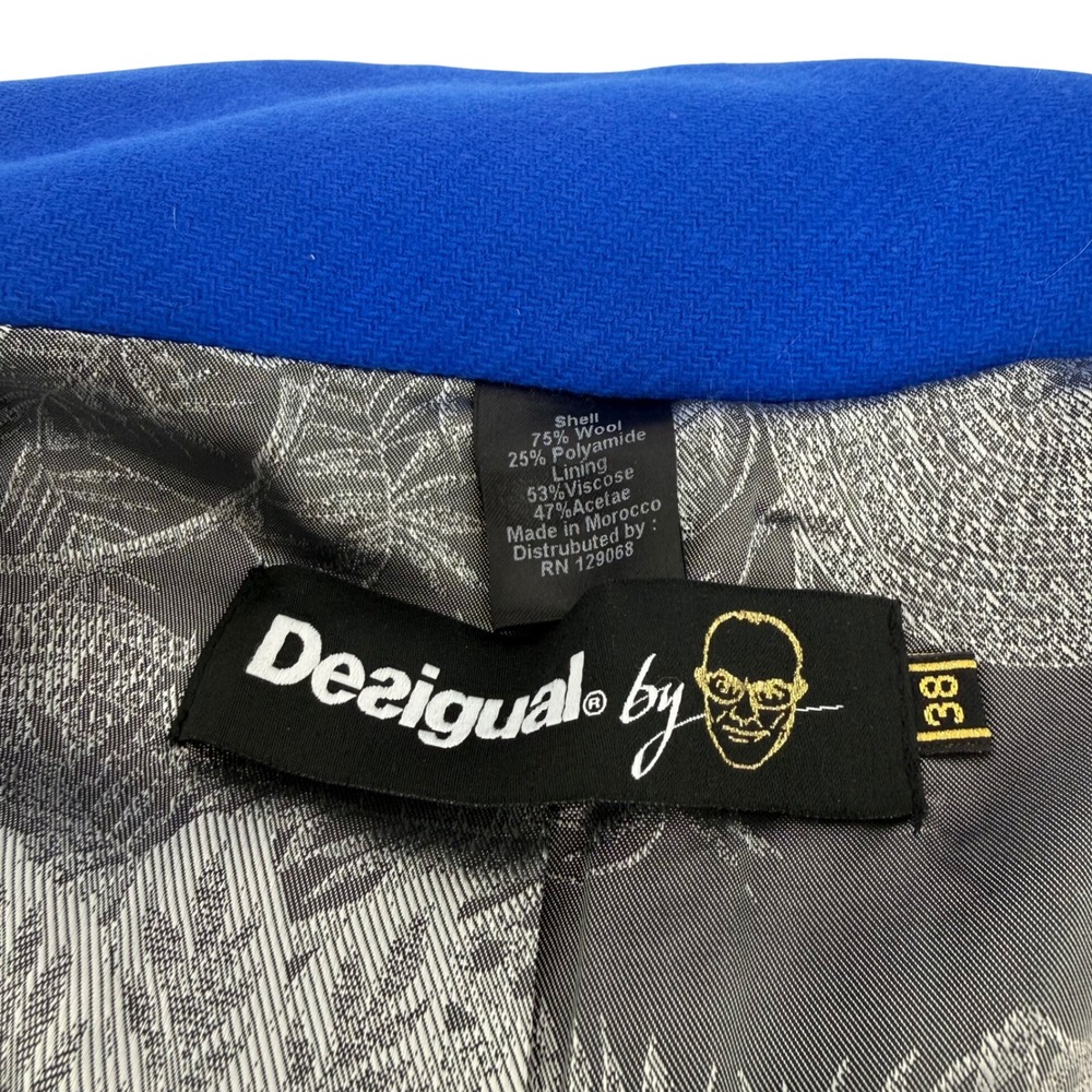 Desigual by Christian Lacroix Julieta Royal Blue Wool Blend Funnel Neck Zip Coat - Picture 11 of 11